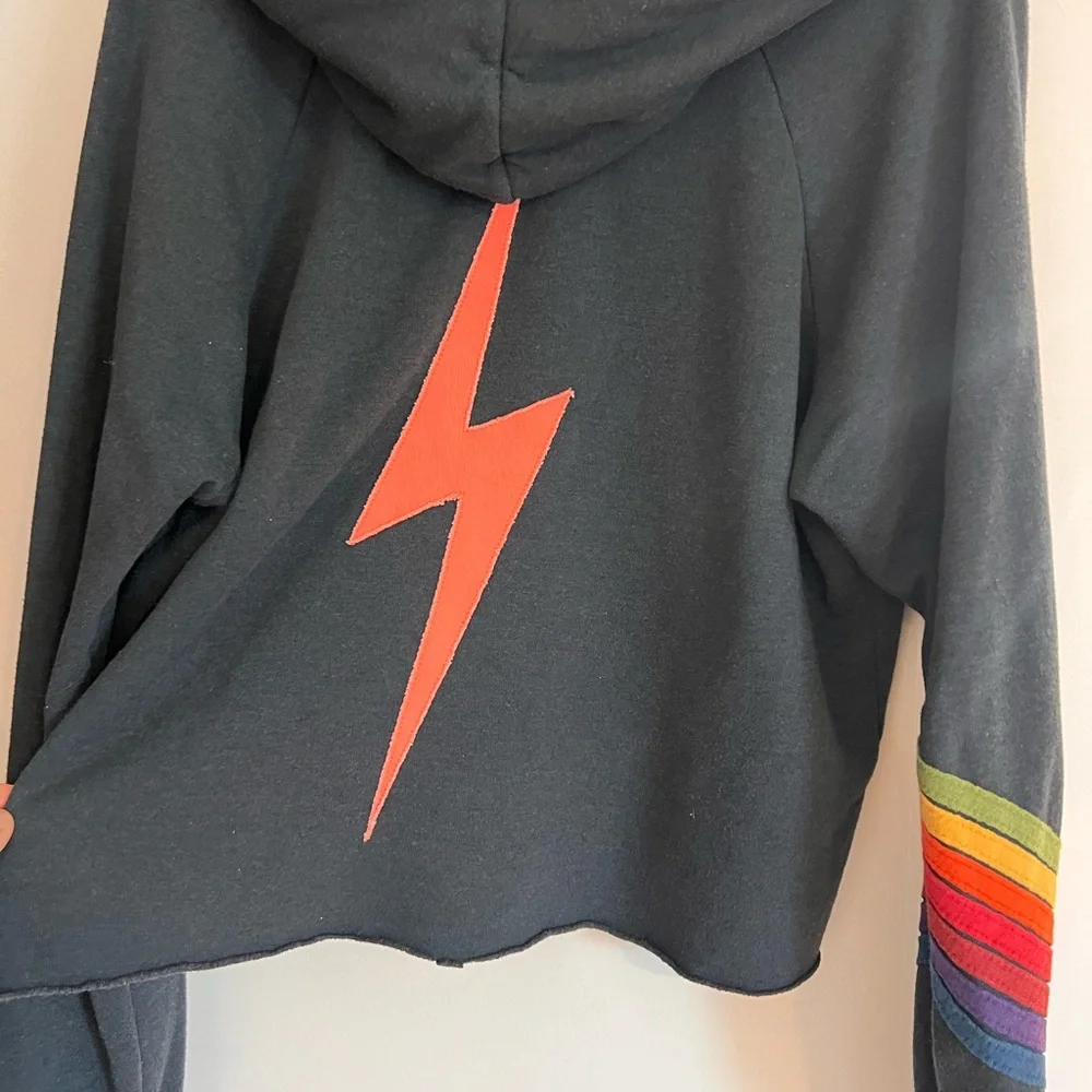 Aviator Nation Black Hoodie with Red Lightning Bolt - Picture 2 of 5